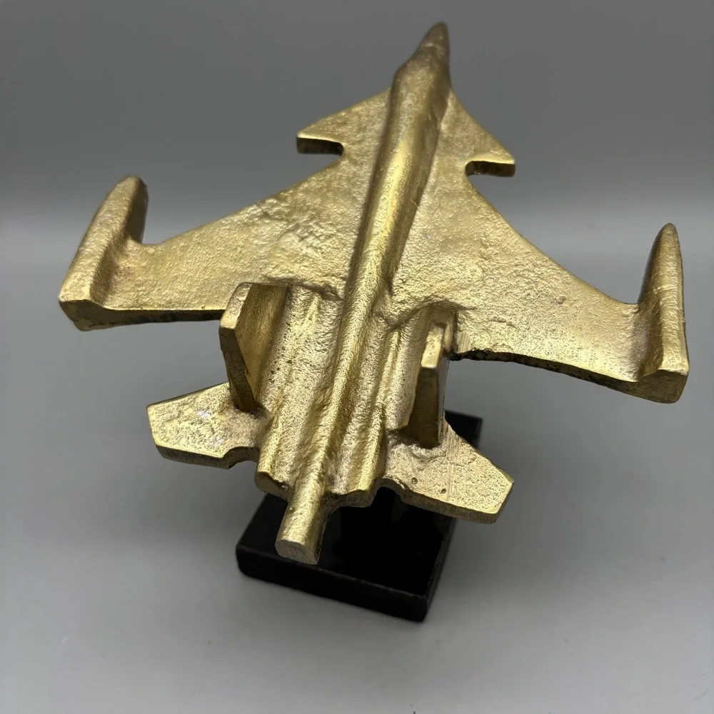 Brass Colored Metal Military Air ForceSU-30 MKI Fighter Jet On Black Marble base